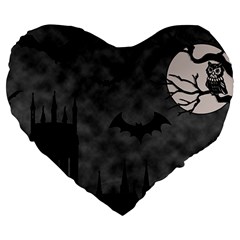 Halloween Background Halloween Scene Large 19  Premium Heart Shape Cushions by Ket1n9