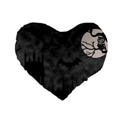 Halloween Background Halloween Scene Standard 16  Premium Flano Heart Shape Cushions by Ket1n9