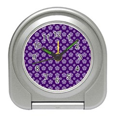 White Pentacle And Purple Pattern Travel Alarm Clock by cheekywitch