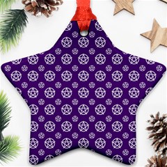 White Pentacle And Purple Pattern Star Ornament (two Sides) by cheekywitch
