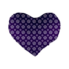 White Pentacle And Purple Pattern Standard 16  Premium Heart Shape Cushions by cheekywitch