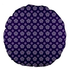 White Pentacle And Purple Pattern Large 18  Premium Flano Round Cushions by cheekywitch