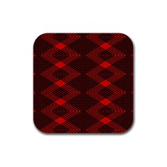 Pattern Black Red Rubber Square Coaster (4 Pack) by 2607694c