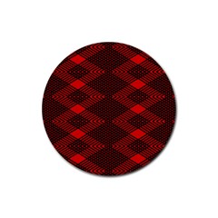 Pattern Black Red Rubber Round Coaster (4 Pack) by 2607694c