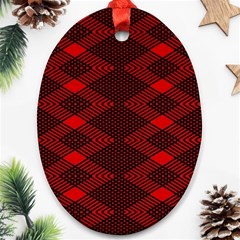 Pattern Black Red Oval Ornament (two Sides) by 2607694c