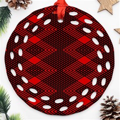 Pattern Black Red Ornament (round Filigree) by 2607694c