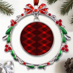 Pattern Black Red Metal X mas Wreath Ribbon Ornament by 2607694c