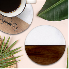 Pattern Red Black, Classic Marble Wood Coaster (round)  by 2607694c