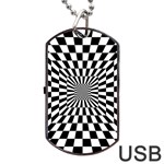 Optical Illusion Chessboard Tunnel Dog Tag USB Flash (One Side) Front