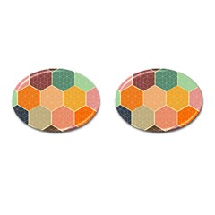 Abstract Hex Hexagon Grid Pattern Honeycomb Cufflinks (oval) by Proyonanggan