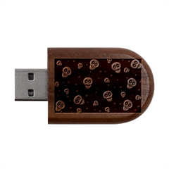 Skull Pattern Wood Oval Usb Flash Drive by Ket1n9