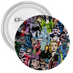 Vintage Horror Collage Pattern 3  Buttons by Ket1n9