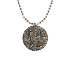 Brown Vintage Background Vintage Floral Pattern 1  Button Necklace by Ndabl3x