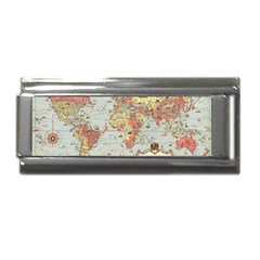 Vintage Old Antique World Map Superlink Italian Charm (9mm) by Bedest