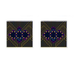 Line Square Pattern Violet Blue Yellow Design Cufflinks (square) by Ravend