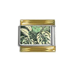 Abstract Art Tropical Leaves Gold Trim Italian Charm (9mm) by Valentinaart