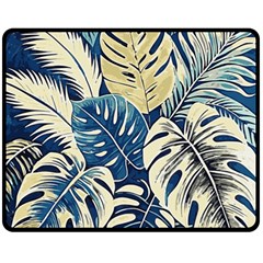 Abstract Art Tropical Leaves Fleece Blanket (medium) by Valentinaart