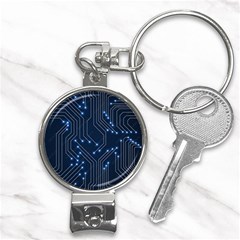Seamless Pattern Of Glowing Circuit Board Neon Technology Nail Clippers Key Chain by Loisa77