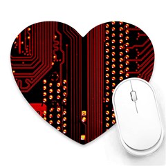 Red Circuit Board Texture Red Circuit Digital Texture Circuit Board Red Technology Heart Mousepad by Loisa77