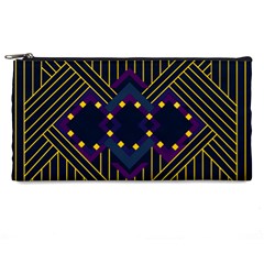 Line Square Pattern Violet Blue Yellow Design Pencil Case by Ravend