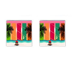 Digital Graphic Clip Art Beach Cufflinks (square) by Proyonanggan