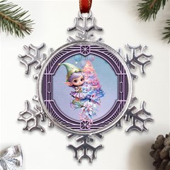Christmas Elf Metal Large Snowflake Ornament by FantasyArt