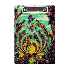 Monkey Tiger Bird Parrot Forest Jungle Style A5 Acrylic Clipboard by Grandong
