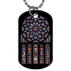 Chartres Cathedral Notre Dame De Paris Stained Glass Dog Tag (one Side) by Grandong