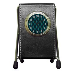 Peacock Texture 3d Pattern Peacock Texture Pen Holder Desk Clock by Loisa77