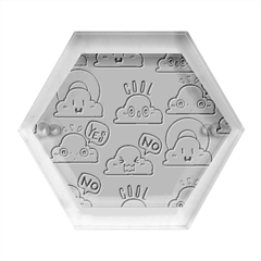 Cloud Seamless Pattern Hexagon Wood Jewelry Box by Apen