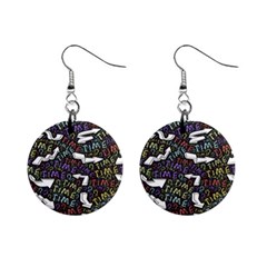 Time Nonlinear Curved Undirected Mini Button Earrings by Paksenen