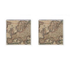 Old Vintage Classic Map Of Europe Cufflinks (square) by Paksenen