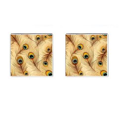 Vintage Peacock Feather Peacock Feather Pattern Background Nature Bird Nature Cufflinks (square) by Maspions