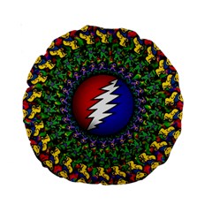 Grateful Dead Bear Pattern Standard 15  Premium Round Cushions by Maspions