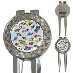 Fish Ocean Sea Water Diving Blue 3-in-1 Golf Divots by Perong
