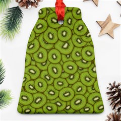 Kiwi Fruit Pattern Green Background Bell Ornament (two Sides) by Paksenen