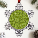Kiwi Fruit Pattern Green Background Metal Large Snowflake Ornament Front