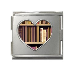 Books Bookshelves Office Fantasy Background Artwork Book Cover Apothecary Book Nook Literature Libra Mega Link Heart Italian Charm (18mm) by Posterlux