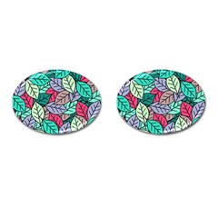 Pattern Leaves Background Nature Cufflinks (oval) by Proyonanggan