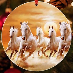 Seven Horses, Sun Uv Print Acrylic Ornament Round by kyorashop23