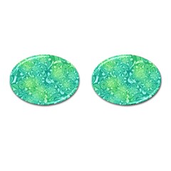 Retro Flower Pattern Design Batik Cufflinks (oval) by Posterlux