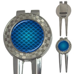 Pattern Texture Geometric Blue 3-in-1 Golf Divots by anzea