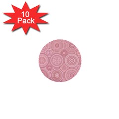 Pink Retro Texture With Circles, Retro Circles Background, 1  Mini Buttons (10 Pack)  by kyorashop23