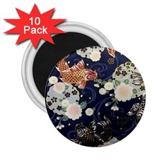 Japanese Wave Koi Illustration Pattern 2 25  Magnets (10 Pack)  by Ndabl3x
