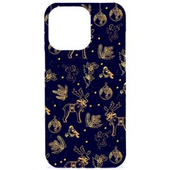 Christmas Pattern Gold December  Happy Holidays Merry Christmas Winter Family Festive Gold New Year Iphone 15 Pro Max Black Uv Print Pc Hardshell Case by Maspions