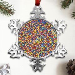 Colorful Lego Texture Lego Bricks Metal Small Snowflake Ornament by kyorashop23