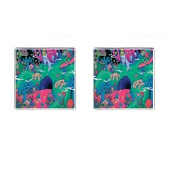 Planet Psychedelic Art Psicodelia Cufflinks (square) by Bedest