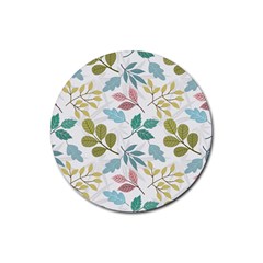 Leaf Seamless Pattern  Rubber Round Coaster (4 Pack) by Safari