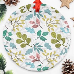 Leaf Seamless Pattern  Ornament (round Filigree) by Safari