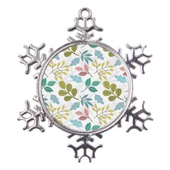 Leaf Seamless Pattern  Metal Large Snowflake Ornament by Safari